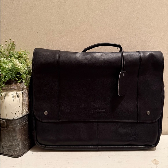 Kenneth Cole Dark Leather Messenger Bag - Picture 2 of 10